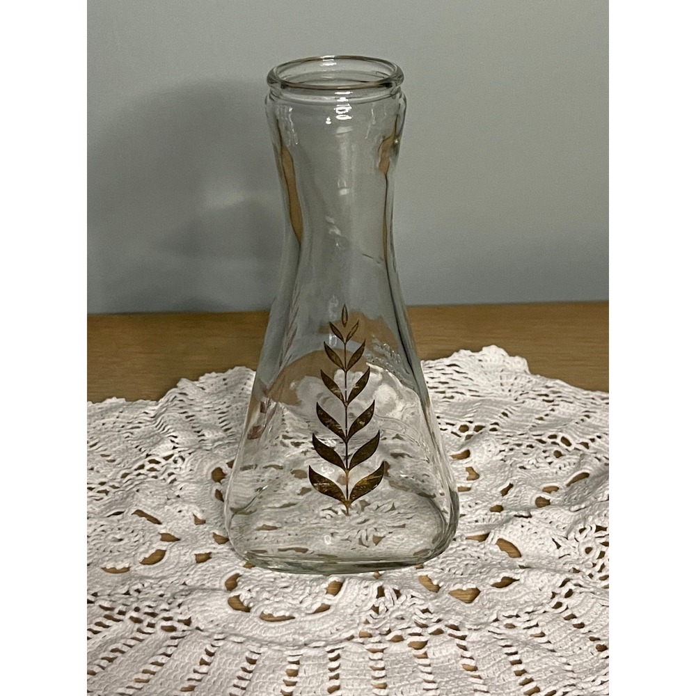 Vintage MCM Good Seasons Salad Dressing glass cruet Gold Leaf 60s-70s